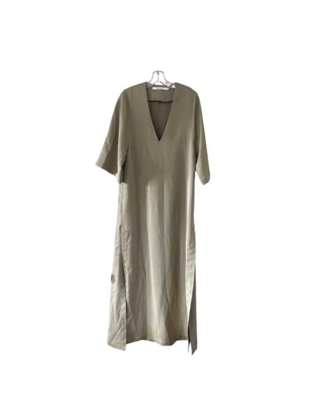 Maria Cher Green V Neck Maxi Dress Women's Size Small
